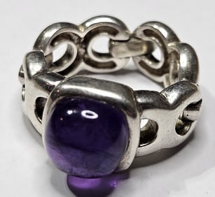 Sterling Silver Amethyst Cabachon Ring