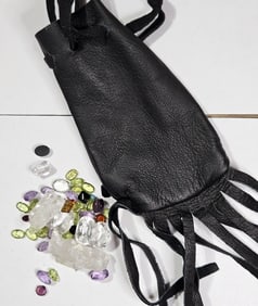 80.25 cts. Natural Gem and Crystal in Leather Bag