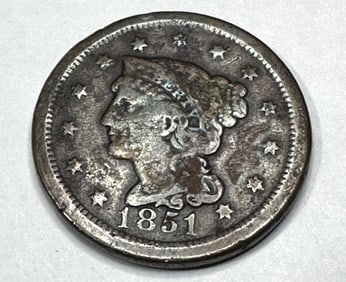 1851 Copper Large Cent - VG Grade - R-4 -$30 CPG