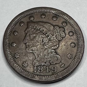 1849 VG + Grade Copper Large Cent -$33 CPG
