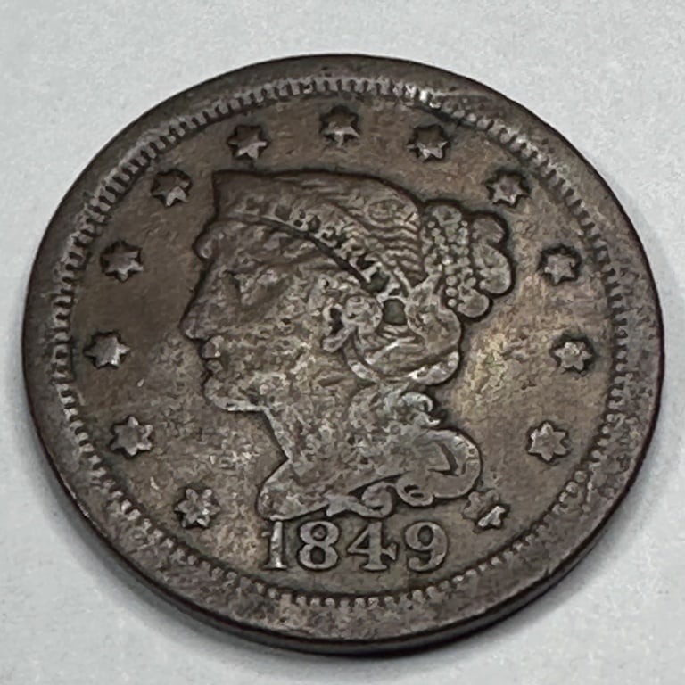 1849 VG + Grade Copper Large Cent -$33 CPG (1 of 2)