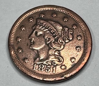 1851 VF Grade Large Copper Cent -$54 CPG