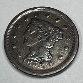 1852 Early Die State B - Large Copper Cent