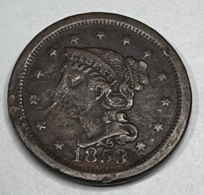 1853 Die State B Large Copper Cent