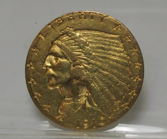 1910 $2.5 Gold Indian XF Plus Grade