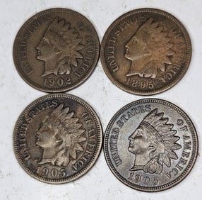 1905-1895-1902-1905- Indian Head Cents
