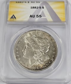1882 S AU 55 ANACS Morgan Dollar