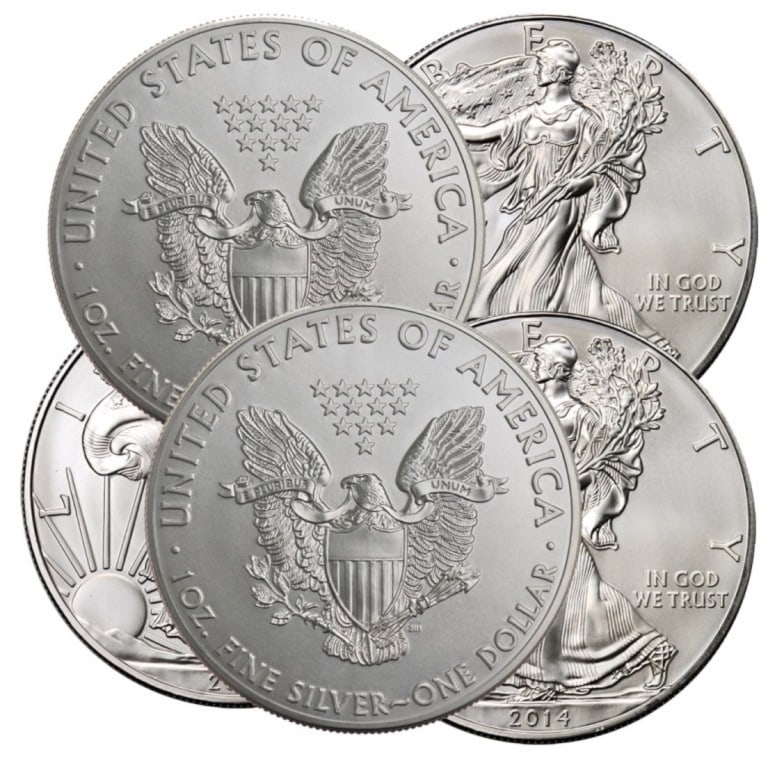 Lot of (5) US Silver Eagles Random Dates (1 of 1)