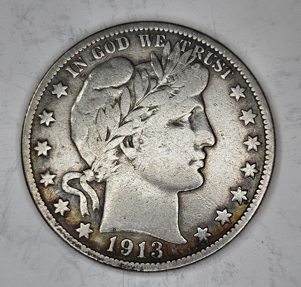 1913 s XF Barber Half - SCARCE in Grade -$365 CPG