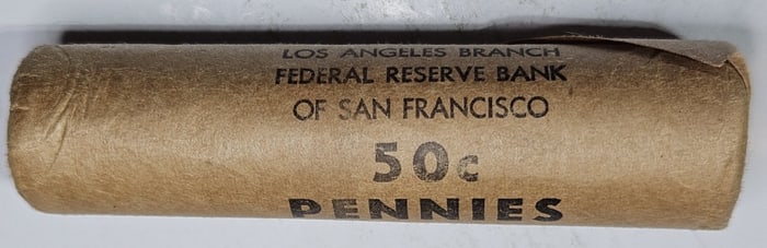 1958 D GEM BU -LA -SF Fed. Rolled RED Cents