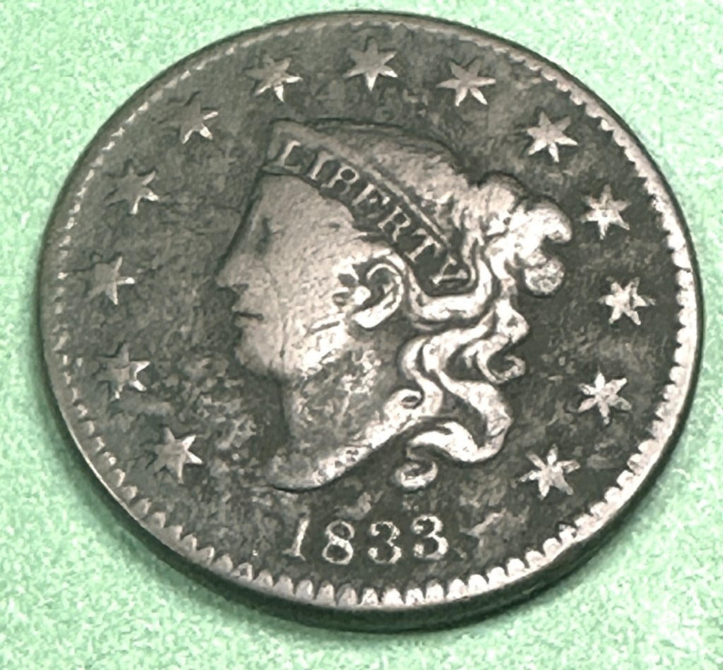 1833 Large Cent - $65 CPG (1 of 2)