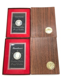 (2) 1971 Brown Ikes - Proof Eisenhower Dollars