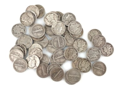 (50) Random Date/Grade 90% Silver Mercury Dimes