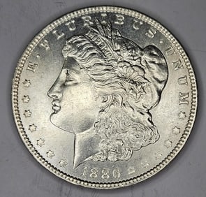 1886 P AU-BU Morgan Silver Dollar
