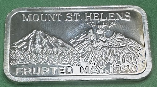 1980 Mt. St. Helens 1 oz Silver Bar HTF!!!