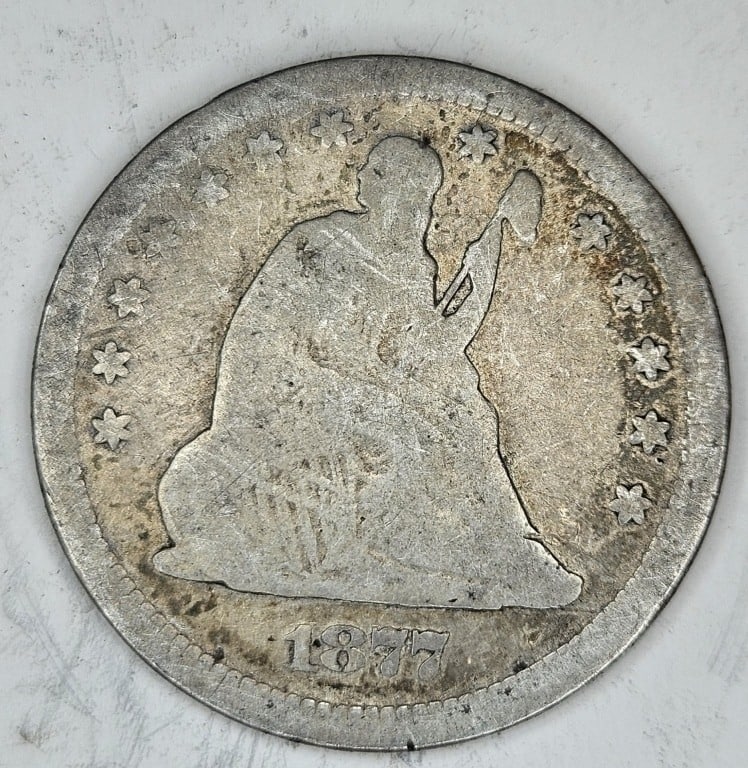 1877 S  Better Date Liberty Seated Quarter - $39G (1 of 2)