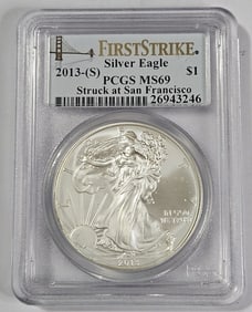 2013 S MS 69 PCGS US Silver Eagle