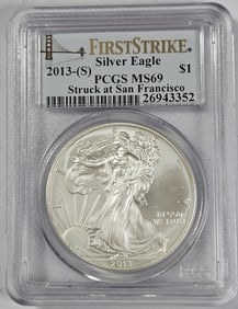 2013 S MS 69 PCGS US Silver Eagle
