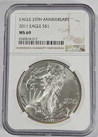 2011 25th Anniv. MS 69 NGC US Silver Eagle