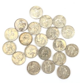 (20) pcs $5 Face Value 90% Washington Quarters