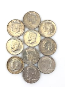 (10) 1964 Kennedy Half Dollars 90% Silver