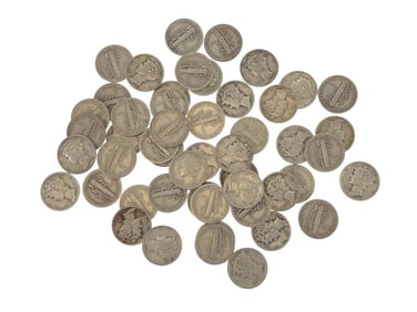 (50) Random Date/Grade Mercury Dimes 90% Silver