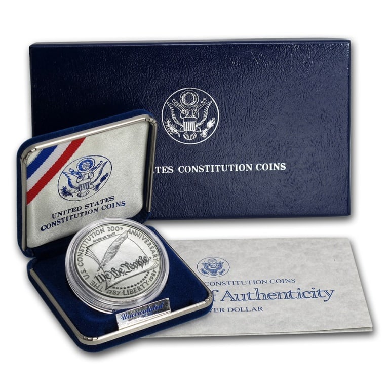 1987 US Constitution Silver Commemorative: Item is the exact item in the image - Bidder is responsible for all value and grade determination - Please review all term and conditions prior to placing any bids - All sales final - any bid is an ag