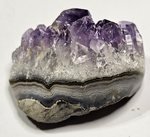 Natural Amethyst Geode Cluster in Banded Agate