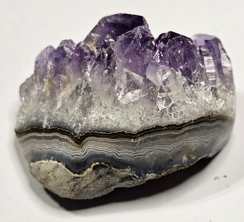 Natural Amethyst Geode Cluster in Banded Agate (1 of 5)
