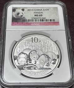 2013 MS 69 NGC - 10 Yuan Panda Silver Bullion