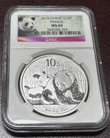 2010 MS 69 NGC - 10YUan Panda Silver Bullion