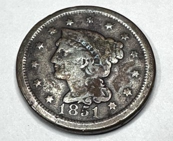1851 Copper Large Cent - VG Grade - R-4 -$30 CPG