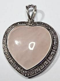Sterling Silver Rose Quartz Heart Pendant