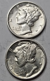 1944 s - 1943 s BU Grade Mercury Dime Lot