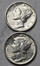 1943 s- 1945 s BU Mercury Dime Lot