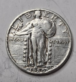 1929 D Fine Grade Standing Liberty Quarter