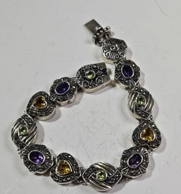 Chunky Sterling Semi Precious Gem Bracelet