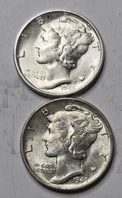 1945 s BU- 1945 s AU - Mercury Dime Lot