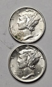 1944-1945 S Mint BU Grade Mercury Dimes