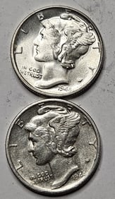 1944 Gem BU- !944 S AU Mercury Dimes