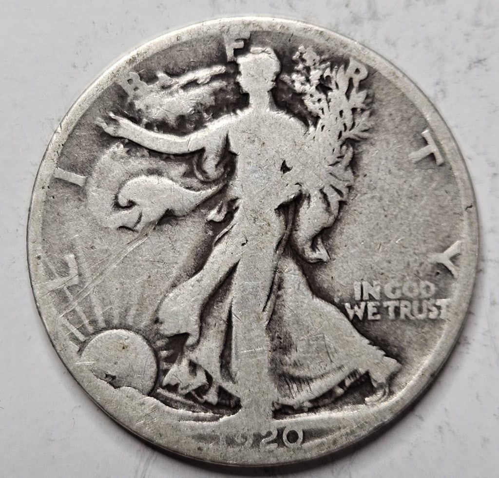 1920 S Better Date Walking Liberty Half $36 CPG: Item is the item in the image - Bidder is responsible for all value and grade determination - Please review all terms and conditions prior to placing any bids- All bids are an agreement to all terms -