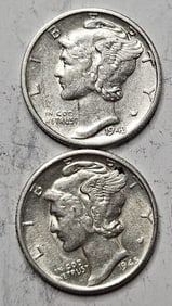 1943 s-1945 s AU-BU Mercury Dimes