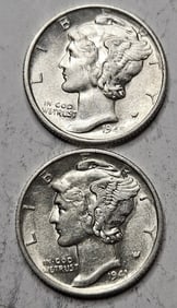1945 s- 1941 s BU Grade Mercury Dimes