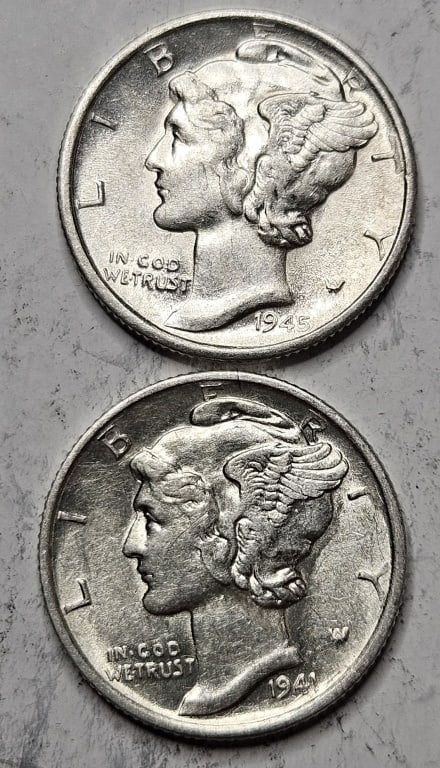 1945 s- 1941 s BU Grade Mercury Dimes (1 of 2)