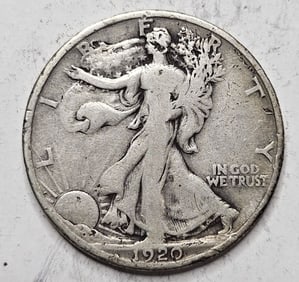 1920 Reverse Rim Error Walking Liberty half Dollar