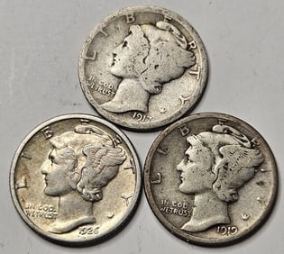 1917-1926-1919s Mercury Dime Lot