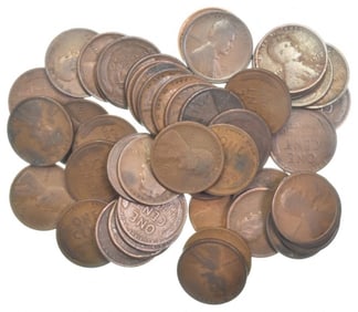 (50) Teen Wheat Cents Various Dates