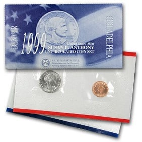 1999 Susan B Anthony 2 Coin Set