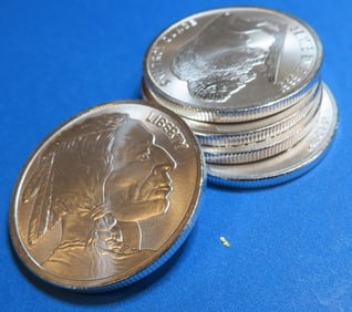 (5) 1 oz Silver Buffalo Design Rounds