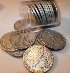 (20) Random Date Walking Liberty Halves in Tube